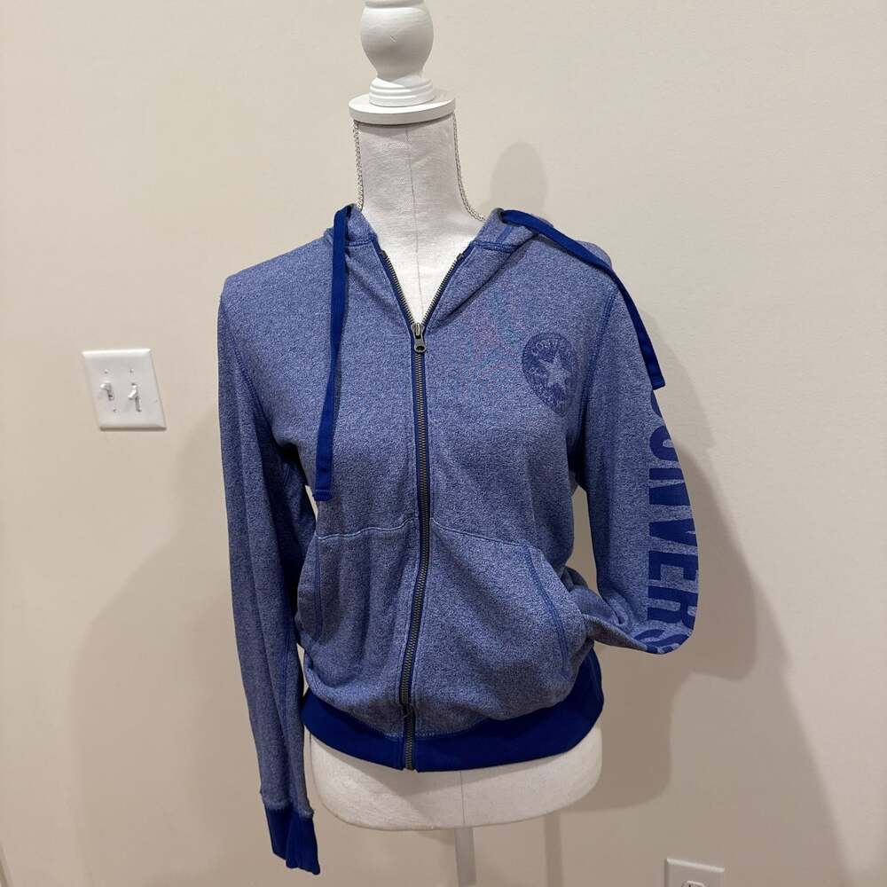 Converse All Star Big Logo Full Zip Hoodie Blue